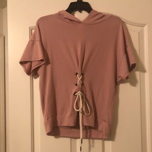 Dusty Pink Short Sleeve Hoodie